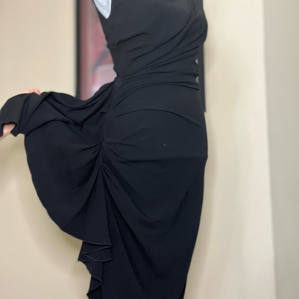 LANVIN - Circa 2013, Draped and gathered fitted black dress.